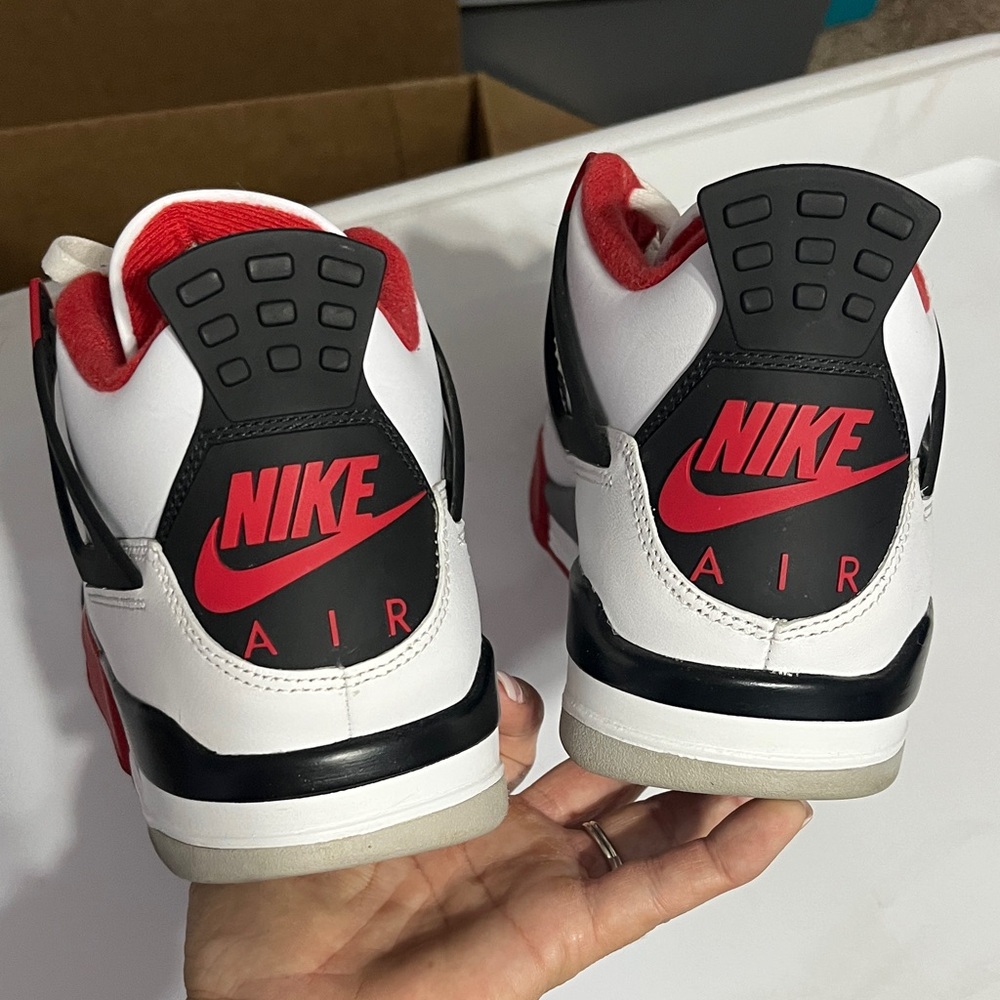Jordan Men's White and Red Athletic Sneakers - Picture 4 of 8